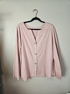Light Pink Button-Front Women's Top